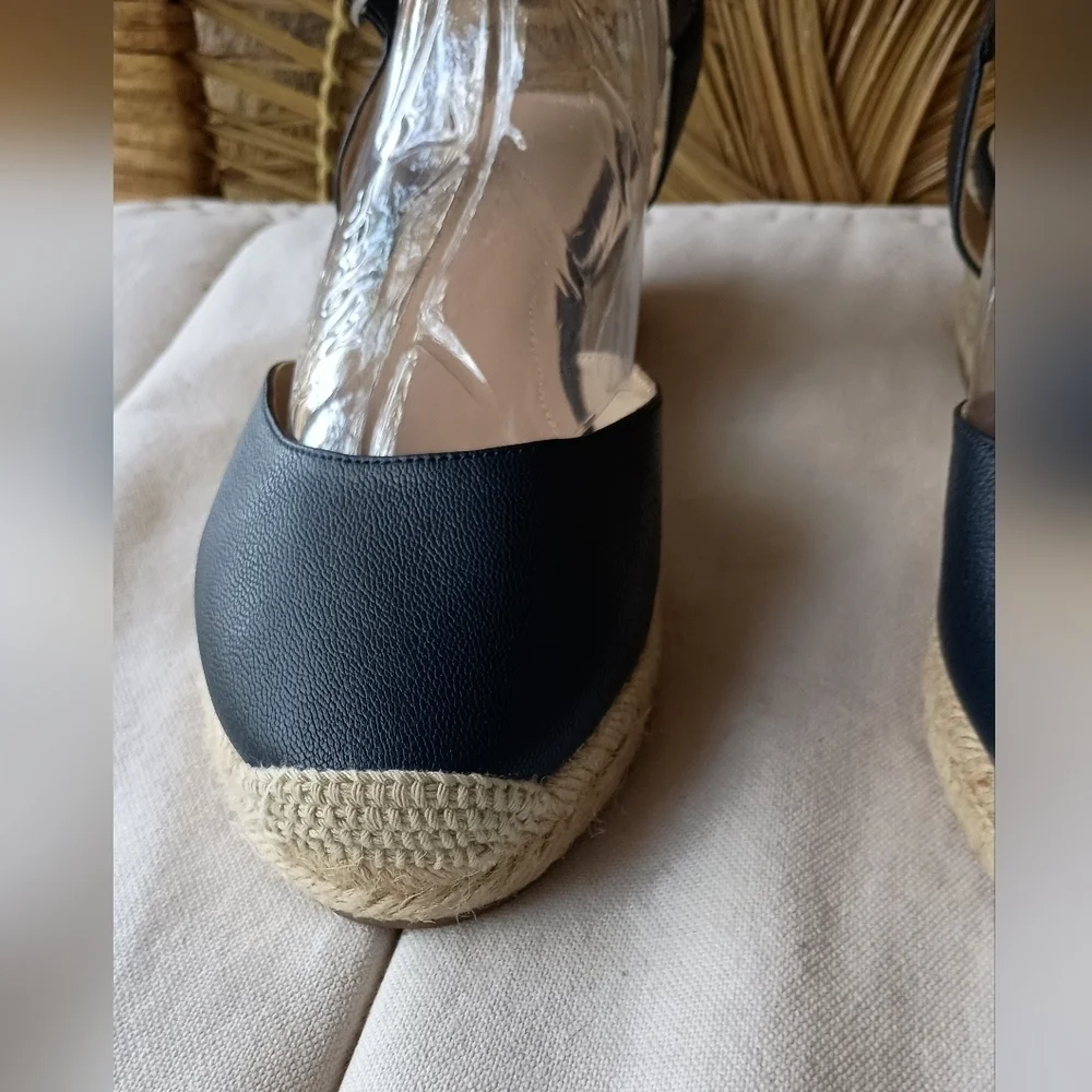 Trenery Black Espadrille Wedge Sandals_